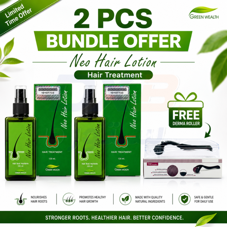 2 Neo Hair Lotion Green Wealth Free Derma Rollar