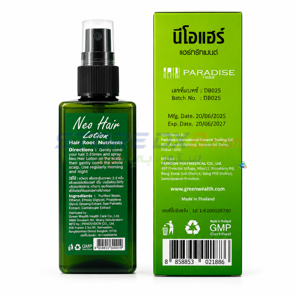 2 Neo Hair Lotion Green Wealth Free Derma Rollar
